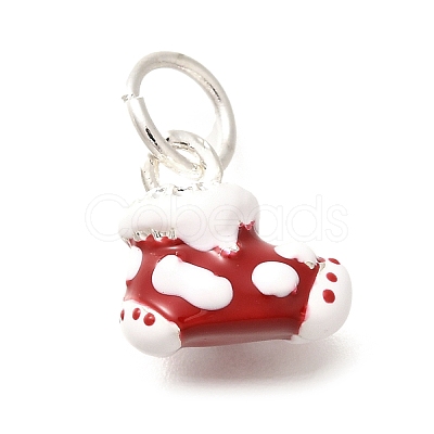 Christmas Theme Brass Enamel Charms KK-R212-15E-P-1
