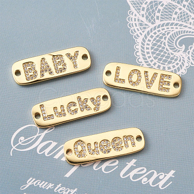 Brass Micro Pave Cubic Zirconia Links ZIRC-TA0001-14G-1
