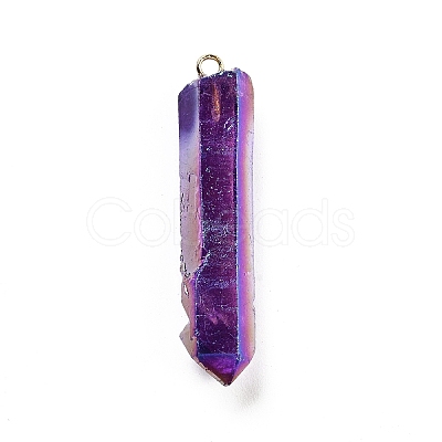 Electroplated Natural Quartz Pendants G-P315-B01-01G-1