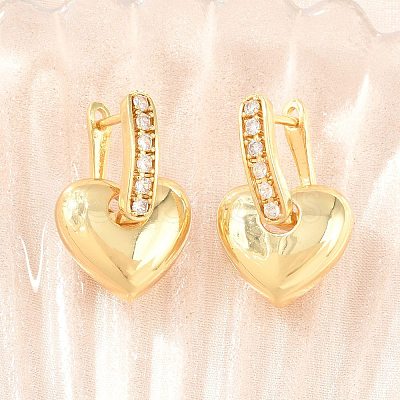 Brass Micro Pave Clear Cubic Zirconia Hoop Dangle Earrings EJEW-G471-30C-G-1