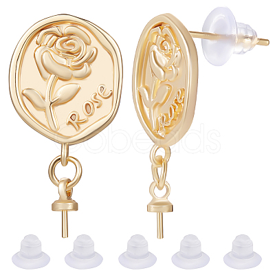 10Pcs Brass Stud Earring Findings KK-BBC0009-25-1