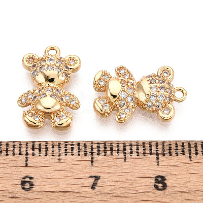 Brass Micro Pave Clear Cubic Zirconia Pendants KK-T078-02G-02-1
