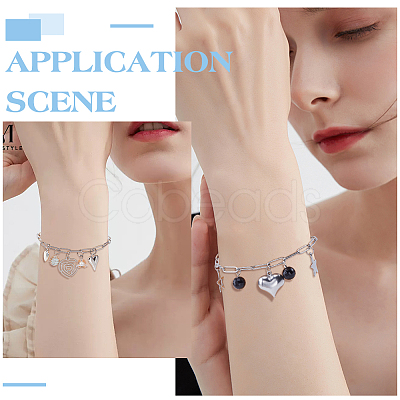 15Pcs 304 Stainless Steel Paperclip Chain Bracelets Set BJEW-SC0001-23-1