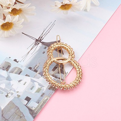 Alloy Hollow Geometric Gemstone Beads Hair Barrettes PHAR-JH00075-03-1