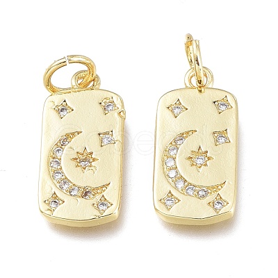 Brass Micro Pave Clear Cubic Zirconia Charms ZIRC-L076-054G-1