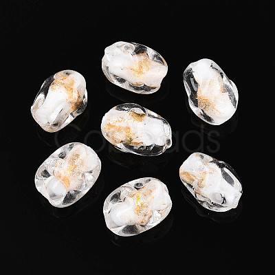 Handmade Gold & Silver Foil Glass Beads FOIL-N030-02I-1