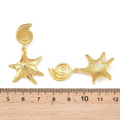 Ocean Theme Brass Dangle Stud Earrings EJEW-F400-04D-G-1