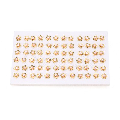 Flower Brass Natural Pearl Stud Earrings PEAR-N017-07F-1