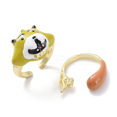 3D Animal Alloy Open Cuff Rings RJEW-D003-01A-G-1