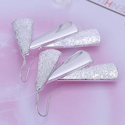 Silver Color Plated Textured Brass Triangle Dangle Earrings EJEW-BB11934-1