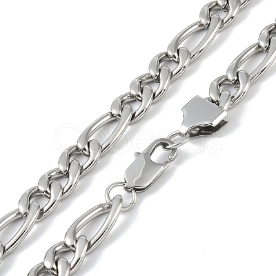 Non-Tarnish 201 Stainless Steel Figaro Chain Necklaces NJEW-I127-02P-1