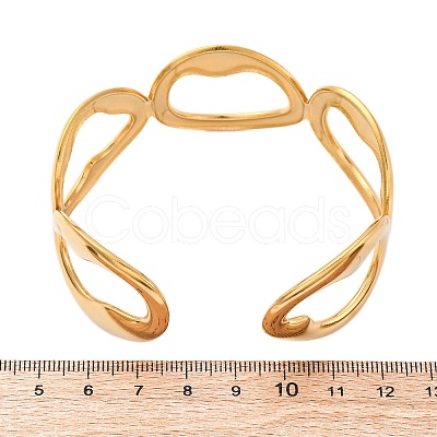 304 Stainless Steel Cuff Bangles for Women LS-BJEW-D306-07G-1