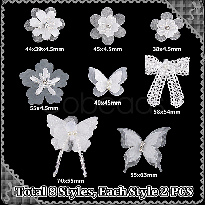 16Pcs 8 Styles Organza Lace Embroidery Costume Accessories DIY-GA0007-51-1