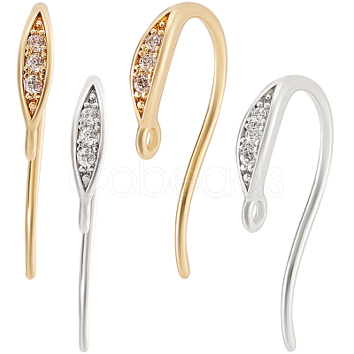 8 Pairs 2 Colors Brass Earring Hooks KK-BBC0008-12-1
