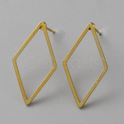 Golden Brass Hollow Geometric Stud Earrings EJEW-WH0012-127D-1