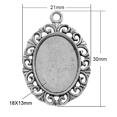Tibetan Style Pendant Cabochon Settings TIBEP-R099-AS-LF-1
