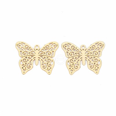 Rack Plating 201 Stainless Steel Filigree Pendants X-STAS-T057-32G-1