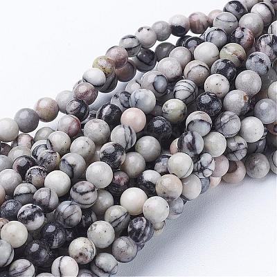 15 inch Black Silk Stone/Netstone Strands GSR4mmC137-1