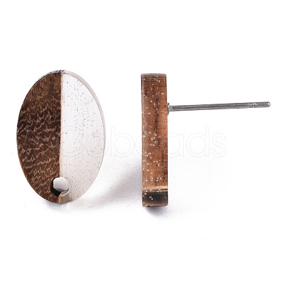Resin & Walnut Wood Stud Earring Findings MAK-N032-004A-A01-1