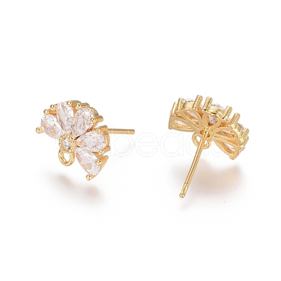 Brass Cubic Zirconia Stud Earring Findings X-EJEW-E257-05G-1