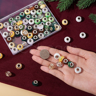 72Pcs 12 Colors Christmas Theme Resin Rondelle European Beads RESI-TA0004-88-1