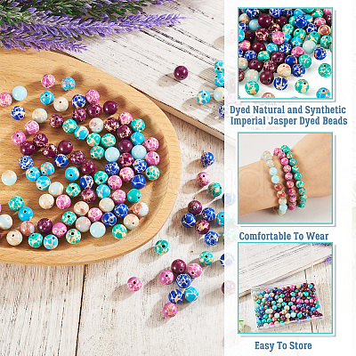 96Pcs 6 Styles Dyed Natural and Synthetic Imperial Jasper Dyed Beads G-TA0002-40-1
