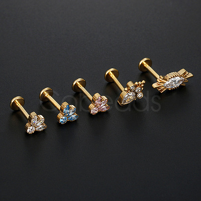 G23 Titanium Micro Pave Clear Cubic Zirconia Internally Threaded Labrets WGA56E5-01-1