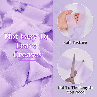 4 Rolls 4 Colors Frayed Polyester Ribbon OCOR-TA0002-87A-1