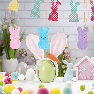 3 Bags 3 Colors Easter Theme Wooden Pendant Decorations HJEW-OC0001-32-1
