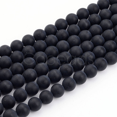 Dyed & Heated Natural Black Agate Bead Strands X-G-H056-10mm-1