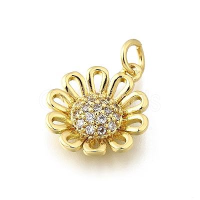 Brass Micro Pave Clear Cubic Zirconia Pendants KK-F899-05A-G-1
