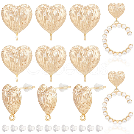 12Pcs Brass Stud Earring Findings KK-BC0011-34-1