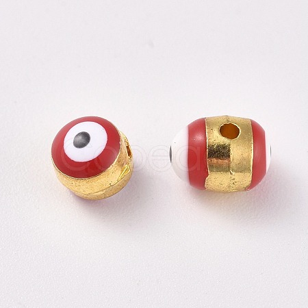 Alloy Enamel European Beads X-ENAM-WH0047-14L-1