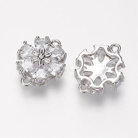 Brass Micro Pave Grade AAA Cubic Zirconia Links ZIRC-G086-17P-NR-1