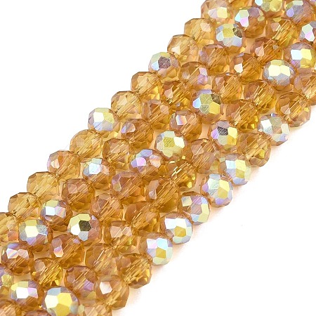 AB Color Plated Transparent Glass Rondelle Beads Strands EGLA-T029-4mm-10H-1