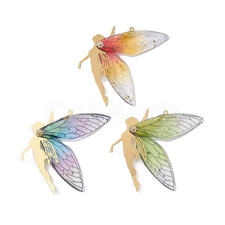 3Pcs 3 Colors Brass Angel Big Pendants PALLOY-TA00134-1