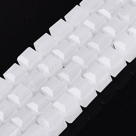 Imitation Jade Glass Beads Strands GLAA-R041-8x8mm-B01-1