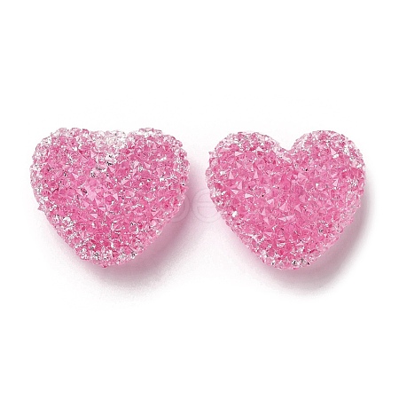 Drusy Heart Resin Rhinestone Beads RESI-C038-01D-1