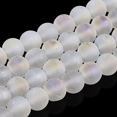 Transparent Frosted Glass Bead Strands GLAA-T032-T8mm-MB13-1