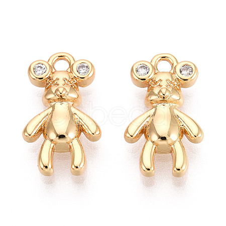 Brass Micro Pave Clear Cubic Zirconia Pendants KK-T078-02G-06-1