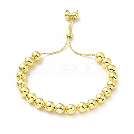 Rack Plating Brass Round Bead Slider Bracelets for Women BJEW-M232-01G-C-1