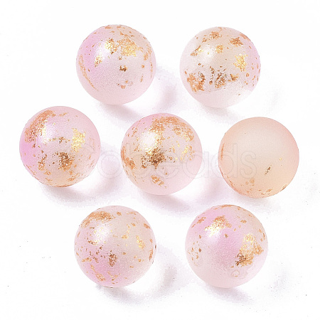 Transparent Spray Painted Frosted Glass Beads X-GLAA-N035-05B-04-1