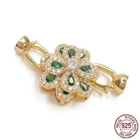 925 Sterling Silver Micro Pave Lime Green Cubic Zirconia Fold Over Clasps STER-P054-04G-1