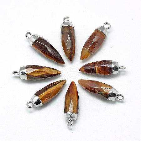 Natural Tiger Eye Pointed Pendants G-Q495-03P-1