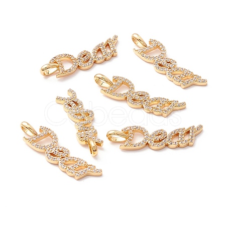 Brass Micro Pave Clear Cubic Zirconia Pendants ZIRC-Z019-33G-NR-1