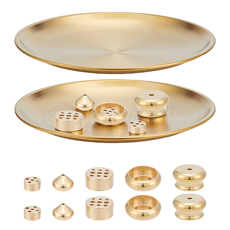 15Pcs 5 Styles Mini Brass Incense Holder AJEW-OC0015-98-1