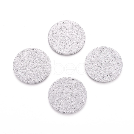 Tarnish Resistant 304 Stainless Steel Textured Pendants STAS-I098-01-25mm-P-1