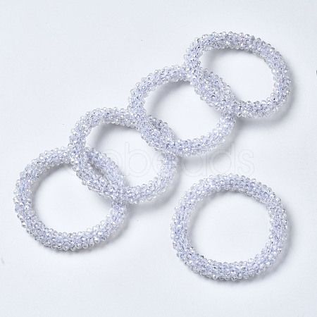 Faceted Transparent Glass Beads Stretch Bracelets BJEW-S144-002C-06-1