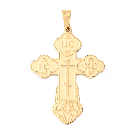 Russian Orthodox Cross 304 Stainless Steel Pendants STAS-D202-01G-1
