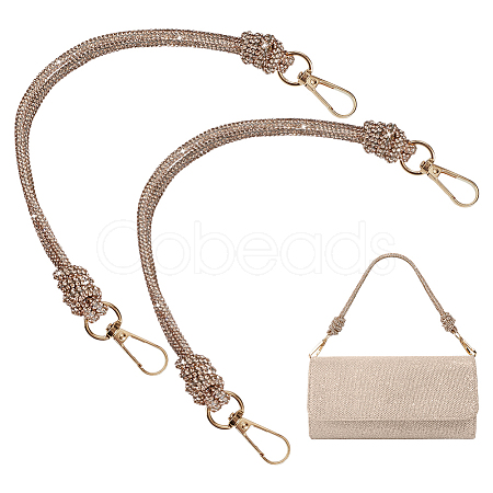 2Pcs Glass Rhinestone Rubber Cord Bag Handles FIND-PH0059-68A-1